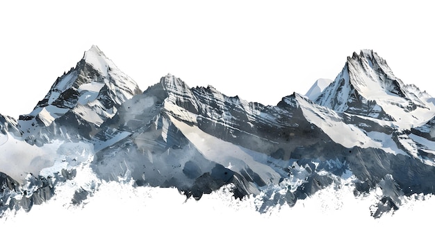 abstract collage of the swiss alps as a mixed media artpiece isolated on white background