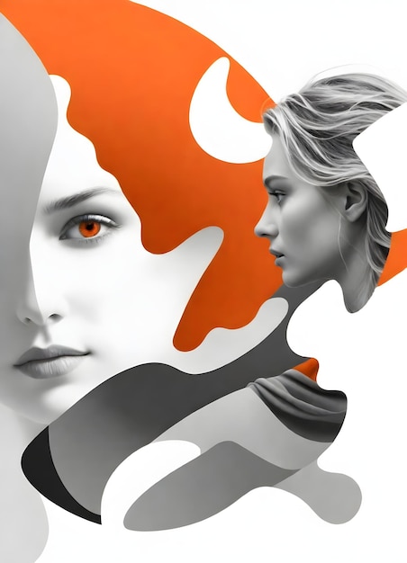 abstract collage with two women