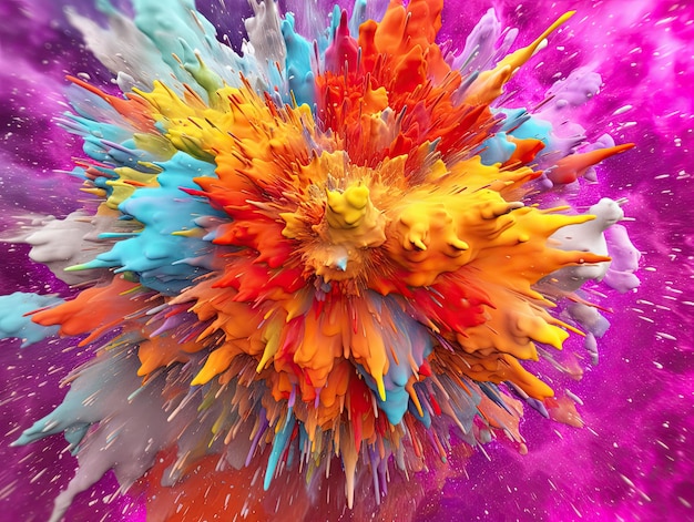 Abstract Color Explosion on Pink Background Generative AI