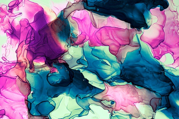 Abstract color fluid background, hand drawn alcohol painting, liquid ink technique