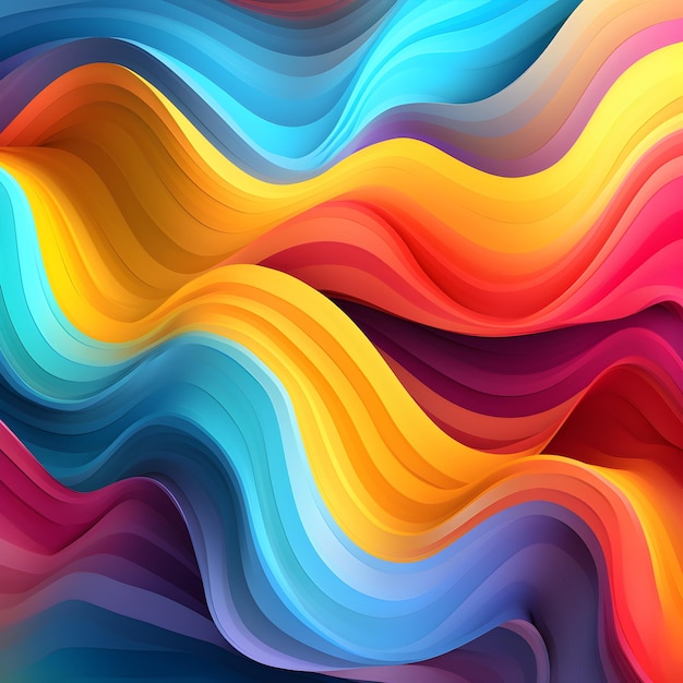 Abstract colored bright background Multicolored waves AI generated