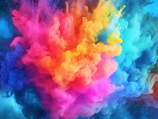 Abstract colored dust explosion on black background Abstract powder splatter background