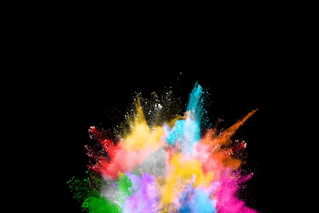 abstract colored dust explosion on a black background. 