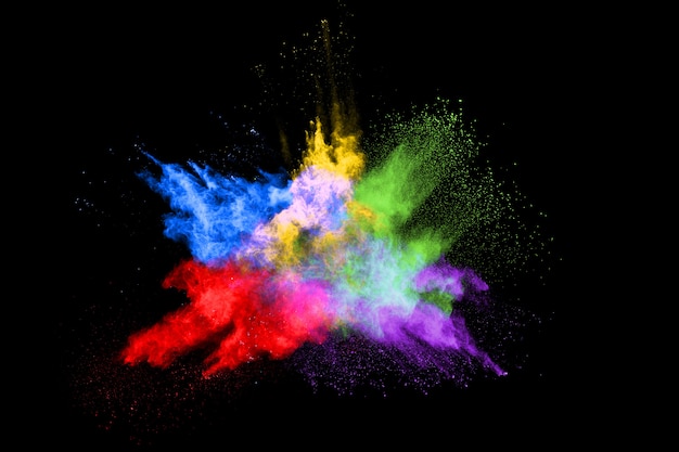 abstract colored dust explosion on a black background 