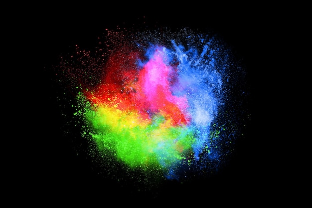 abstract colored dust explosion on a black background