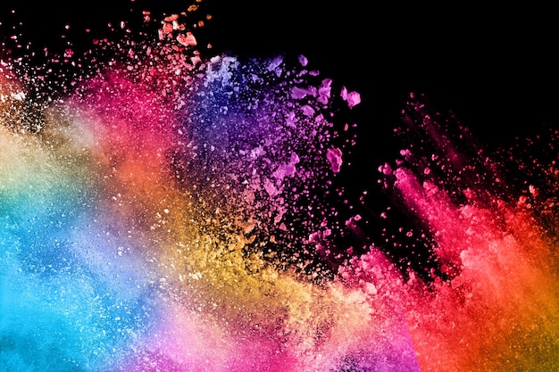 abstract colored dust explosion on a black background