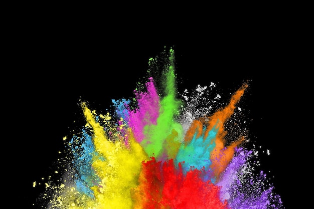 abstract colored dust explosion on a black background