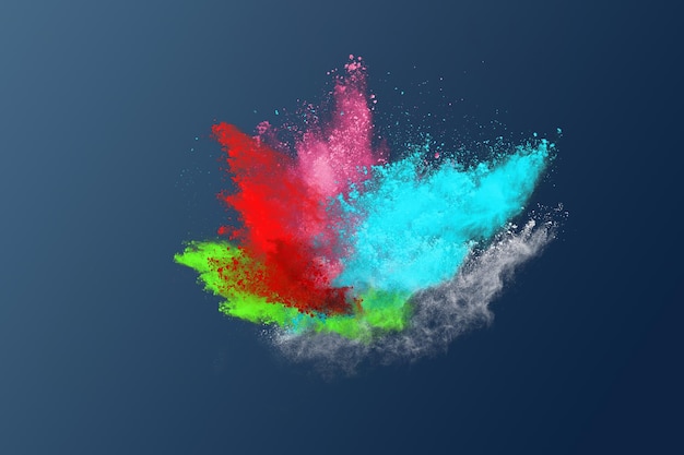 abstract colored dust explosion on a blue background