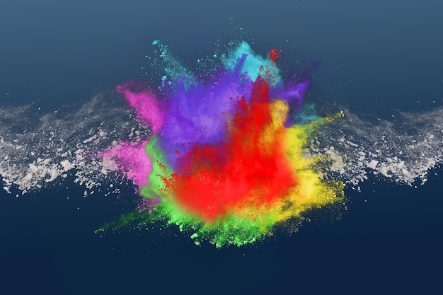 abstract colored dust explosion on a blue background