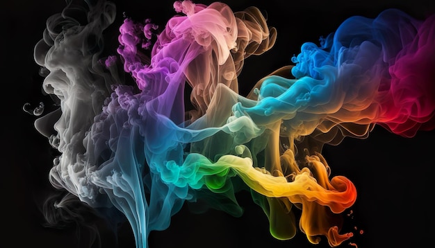 Abstract colored smoke on a dark background smoky vape colored background