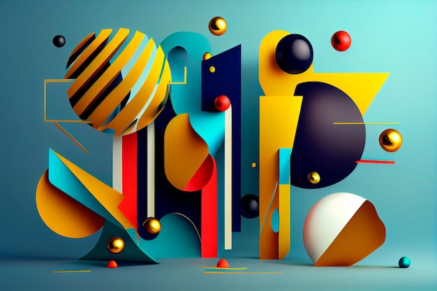 Abstract colorful 3D design with rounded shapes. Generative AI.