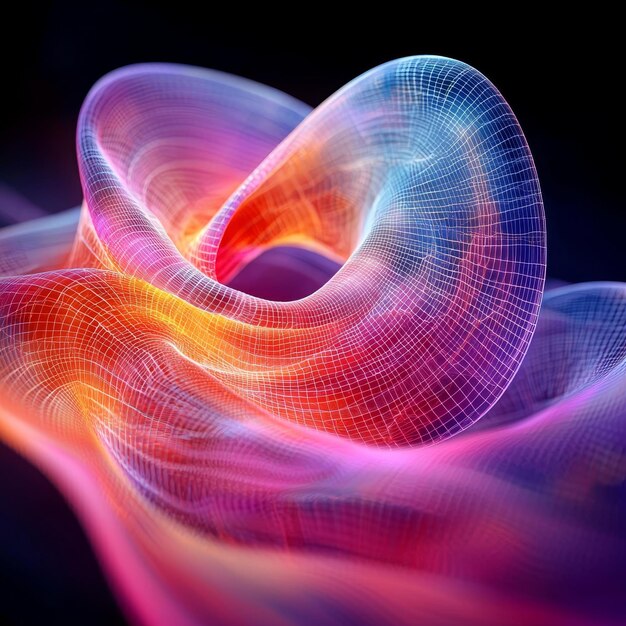 Abstract Colorful 3D Grid Wave