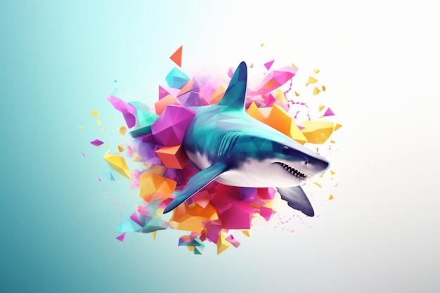 Abstract colorful 3d shark Generate Ai