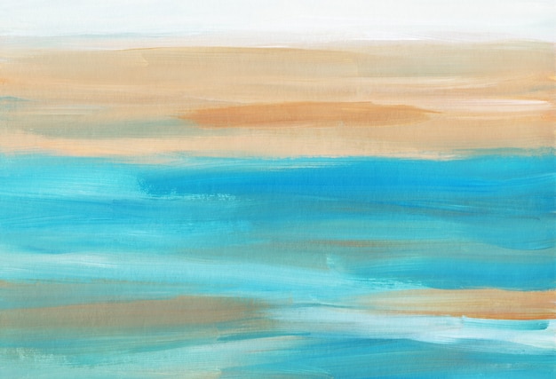 Abstract colorful artistic background, yellow, blue, brown and white brush strokes on paper