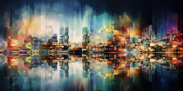 Abstract colorful background Cityscape AI