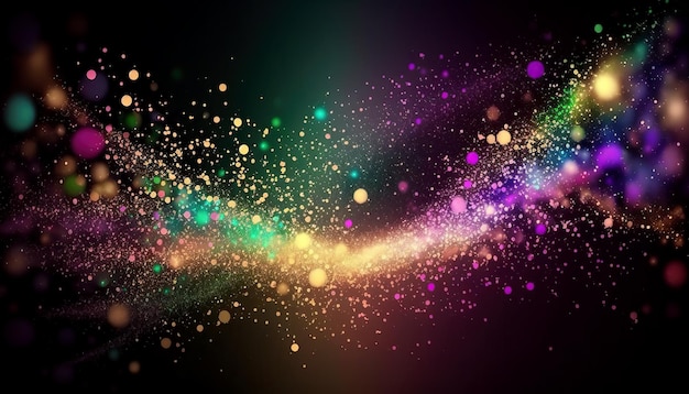 Abstract colorful background Magical light and golden particles Generative AI