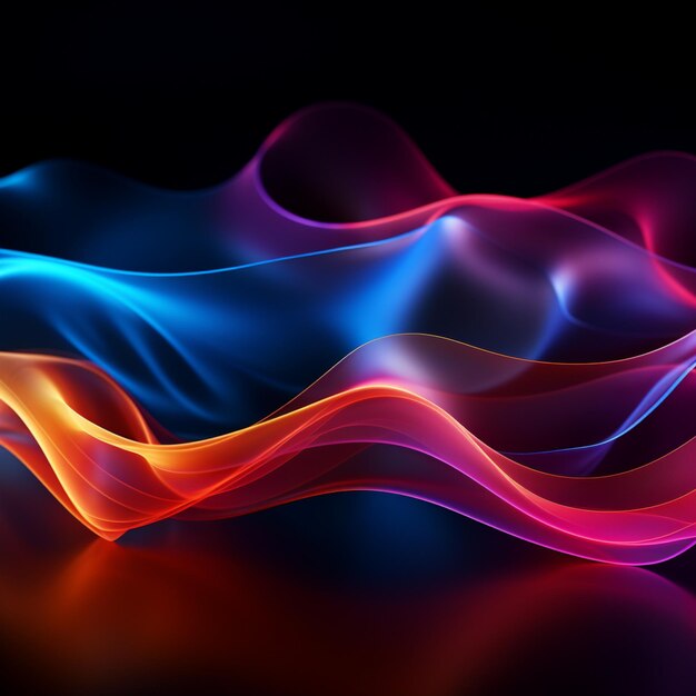 Abstract colorful background of red blue yellow purple colors with smooth lines and glowing waves