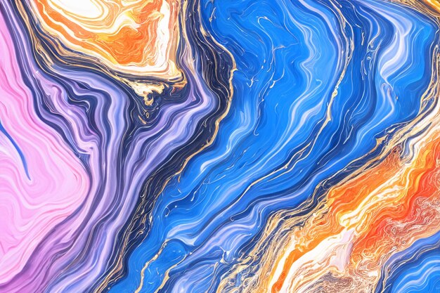 Abstract colorful background with blue orange purple and gold swirls