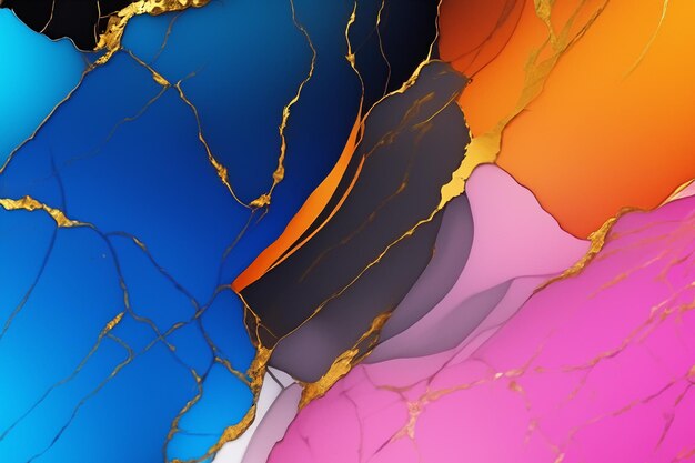 Abstract colorful background with gold veins