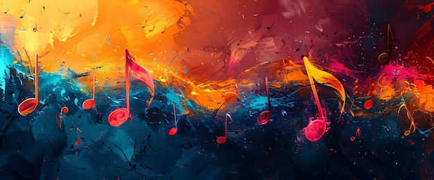 Abstract colorful background with music notes