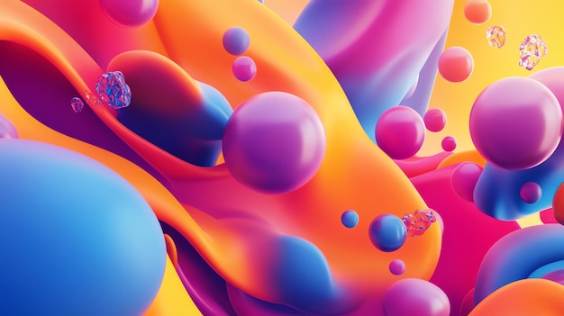 Abstract colorful background with spheres and fluid shapes