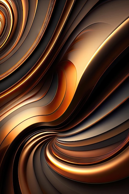 Abstract colorful black and bronze shapes background Fantastic fractal waves Festive wallpaper