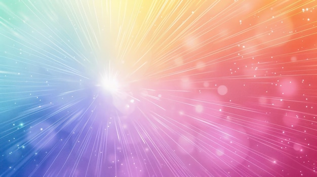 Abstract colorful bright and vibrant rainbow with a white star light in the center