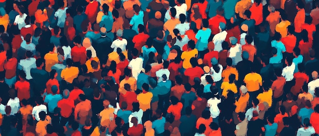 Photo abstract colorful crowd of people illustrative art