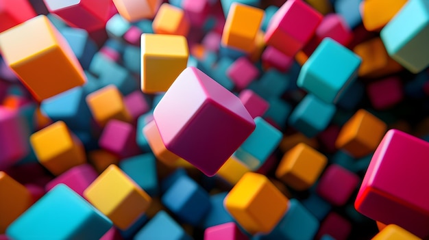 Photo abstract colorful cubes background 3d render