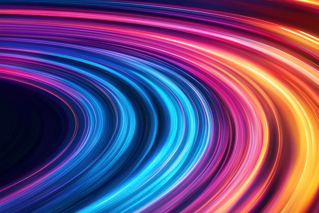 Abstract Colorful Curved Lines on a Black Background