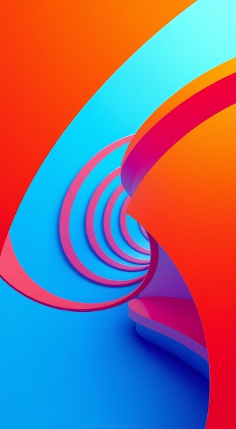 Photo abstract colorful curved shapes in a blue background