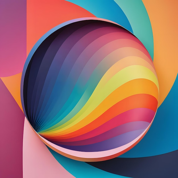 Abstract colorful design of vibrant colors in a circle or sphere Concept of color theory art graphic design and pattern