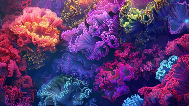 Photo abstract colorful digital coral reef