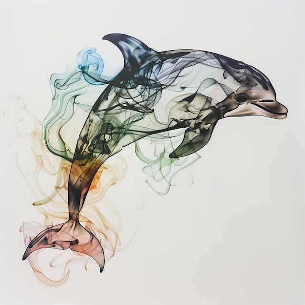 Photo abstract colorful dolphin made of smoke