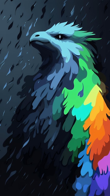 Photo abstract colorful eagle with dark background