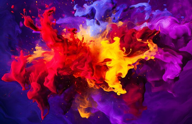 Abstract colorful explosion of paint in water on black background Abstract background for design