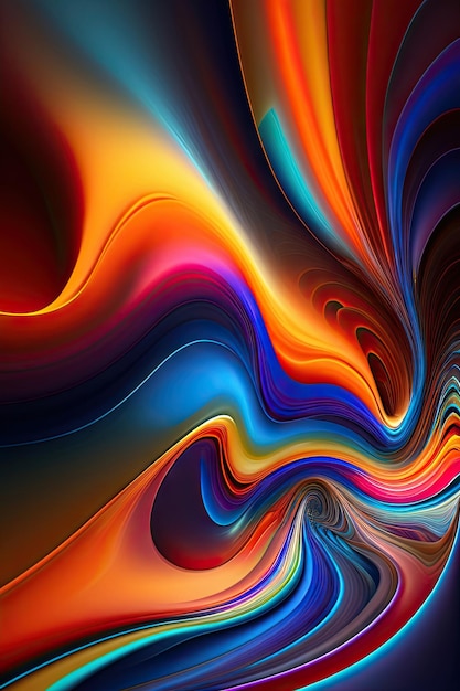 Abstract colorful fiery fractal waves Fantasy light background Generative art 3d rendering