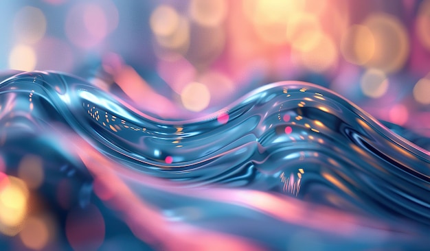 Abstract colorful fluid shapes with bokeh lights background