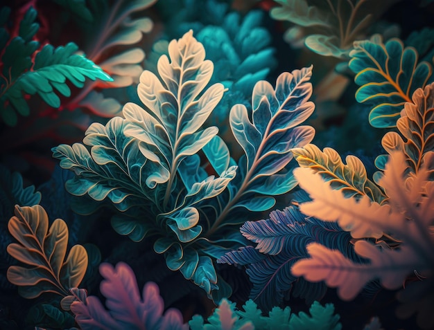 Abstract colorful foliage background created with Generative AI technology