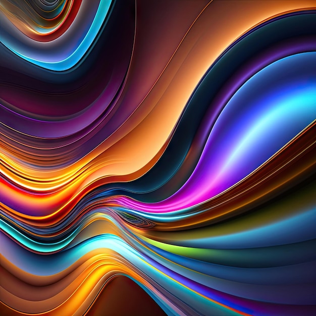 Abstract colorful fractal waves Fantasy light background Generative art 3d rendering