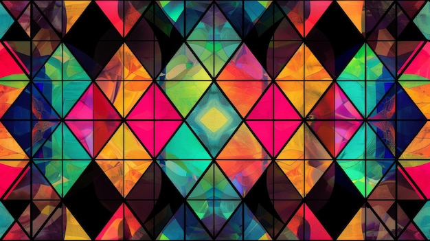 Photo abstract colorful geometric pattern with diamond shapes and stained glass effect