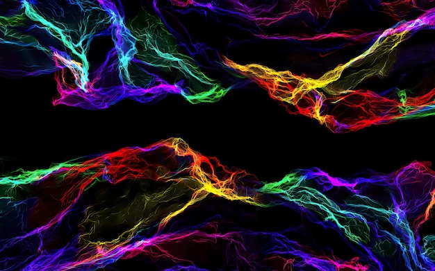 Abstract of colorful glowing and flowing dynamic movement curve bright light on dark background