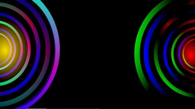 Abstract colorful glowing halfround illustration on black background