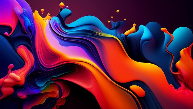 Abstract colorful gradient fluid grow in the dark illustration