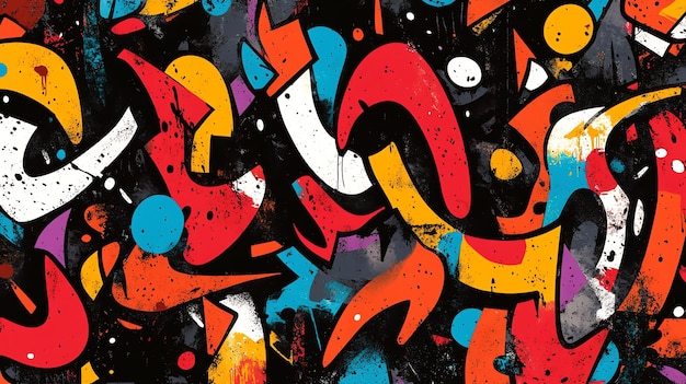 Photo abstract colorful graffiti with splashes of paint