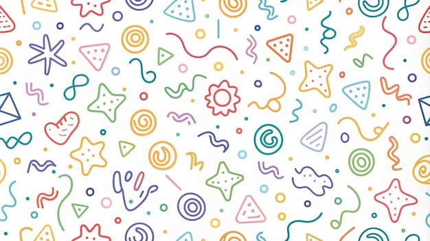 Abstract Colorful Hand Drawn Doodle Seamless Pattern