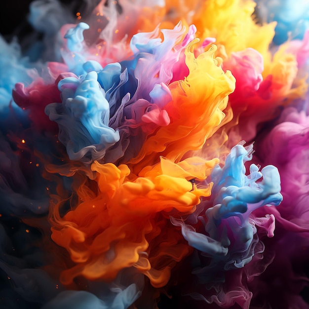 Abstract colorful ink and smoke waves