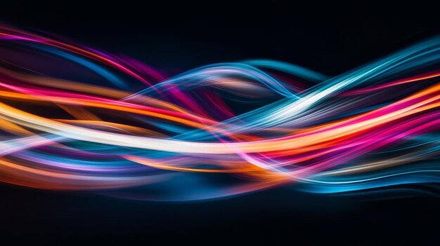 Photo abstract colorful light streaks on a dark background motion and energy concept