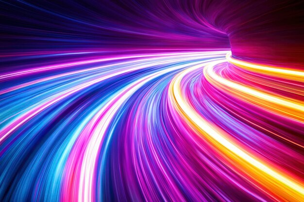 Abstract Colorful Light Trails in a Tunnel