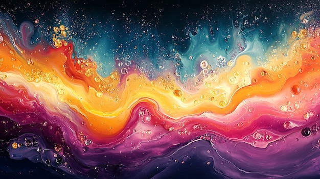 Photo abstract colorful liquid art with swirling and flowing patterns and textures